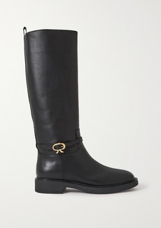 Gianvito Rossi Ribbon Buckled Leather Knee Boots