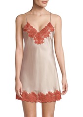 Ginia Lace-Trimmed Silk Chemise