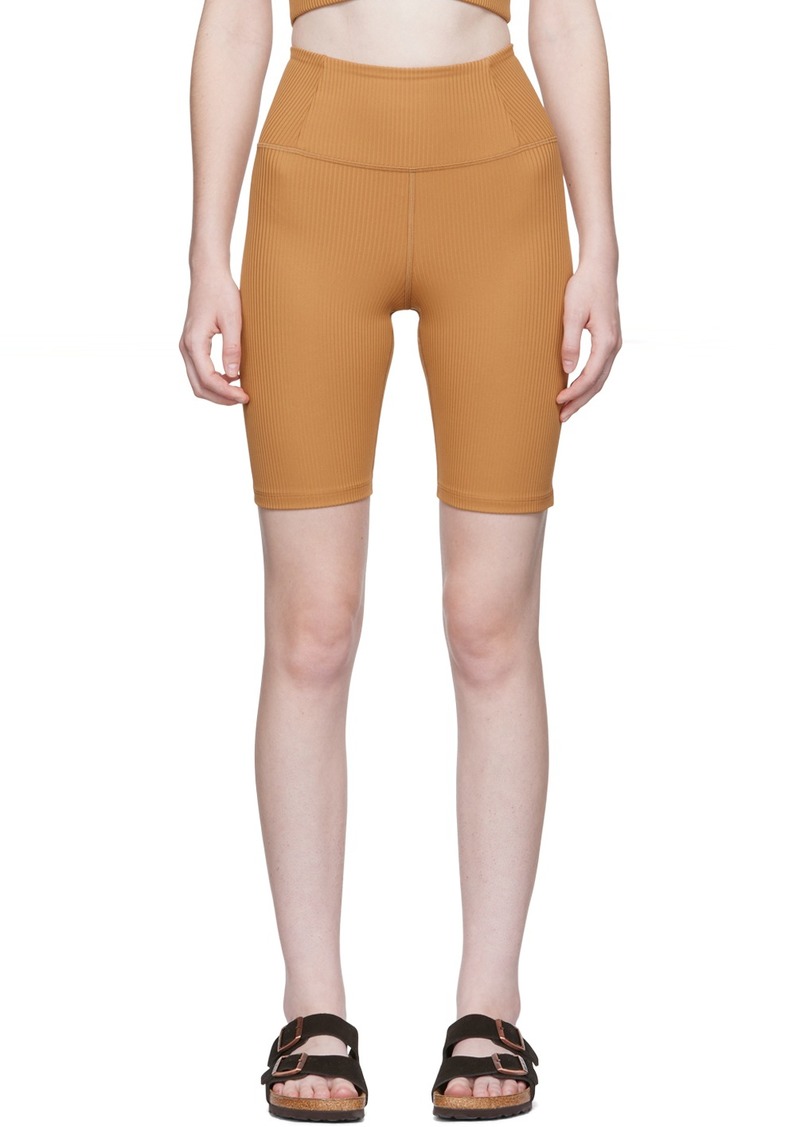 Girlfriend Collective Tan Rib High-Rise Run Shorts