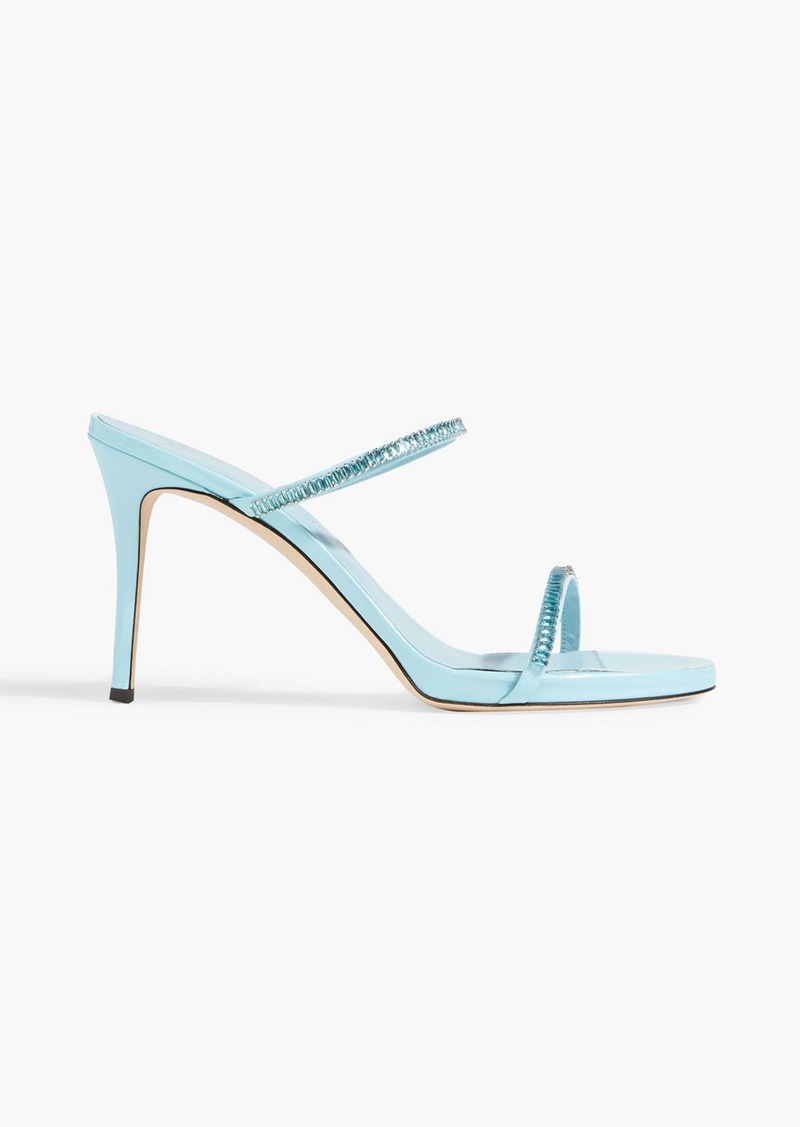 Giuseppe Zanotti - Alien crystal-embellished faux patent-leather mules - Blue - EU 36