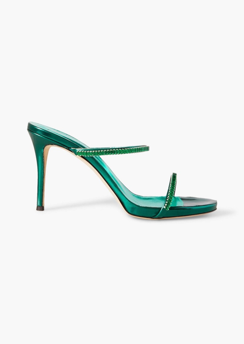 Giuseppe Zanotti - Iride Crystal embellished mirrored-leather mules - Green - EU 36