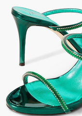 Giuseppe Zanotti - Iride Crystal embellished mirrored-leather mules - Green - EU 36