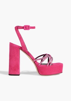 Giuseppe Zanotti - Arhama crystal-embellished suede platform sandals - Pink - EU 36