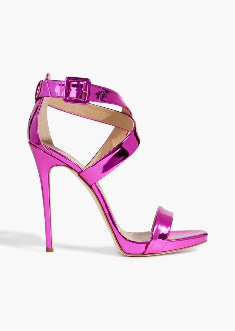 Giuseppe Zanotti - Bellis faux mirrored-leather sandals - Pink - EU 40