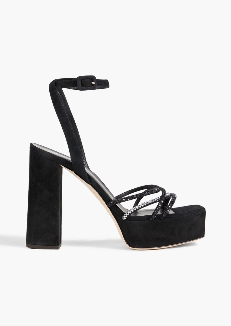 Giuseppe Zanotti - Arhama crystal-embellished suede platform sandals - Black - EU 41.5