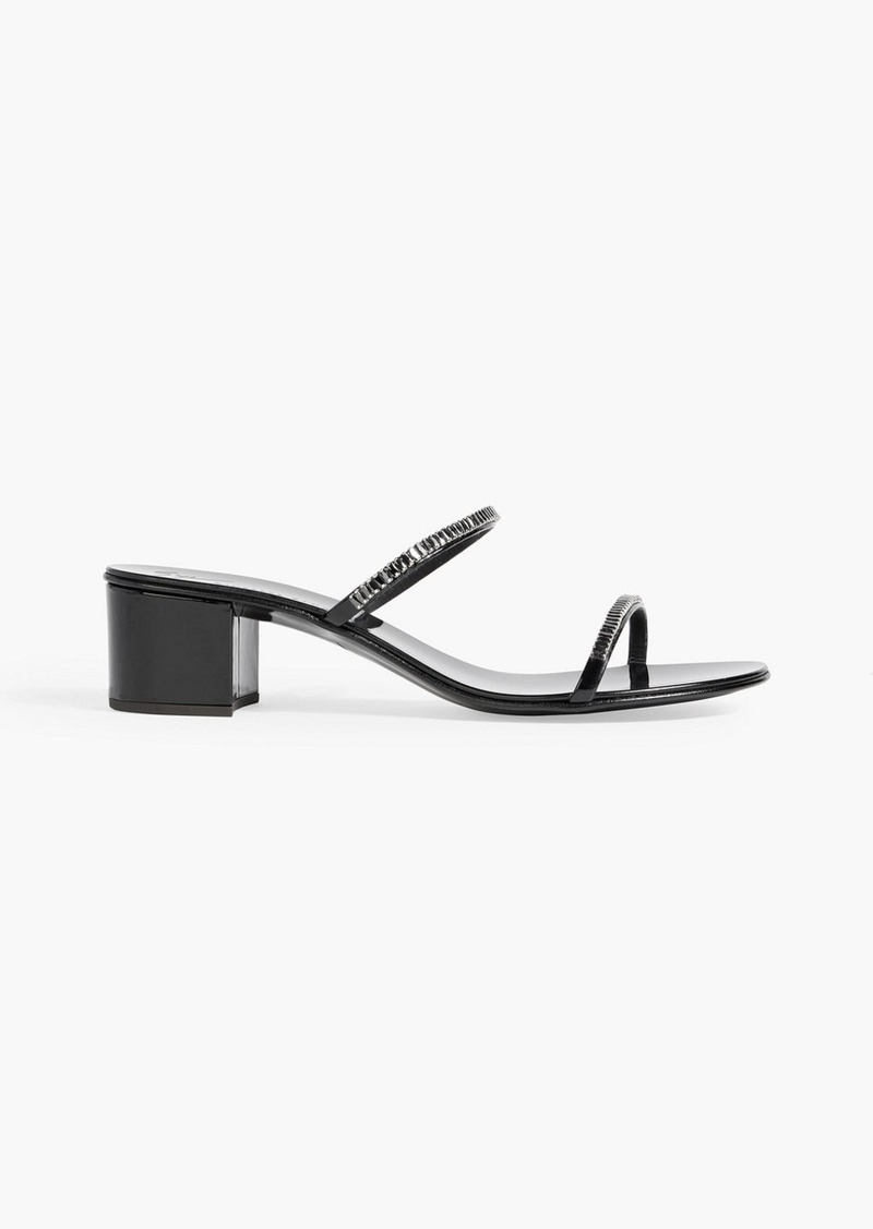 Giuseppe Zanotti - Dark Colorful crystal-embellished faux patent-leather mules - Black - EU 36.5