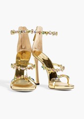 Giuseppe Zanotti - Harmony Jeweled crystal-embellished faux mirrored-leather sandals - Metallic - EU 39