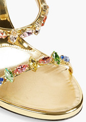 Giuseppe Zanotti - Harmony Jeweled crystal-embellished faux mirrored-leather sandals - Metallic - EU 39
