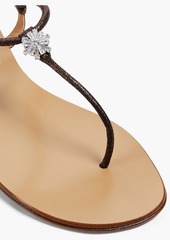 Giuseppe Zanotti - Hollie crystal-embellished glittered leather sandals - Metallic - EU 35