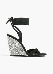 Giuseppe Zanotti - Je T'Aime crystal-embellished suede wedge sandals - Black - EU 35