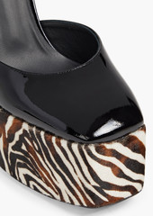 Giuseppe Zanotti - Bebe zebra-print calf hair and patent-leather platform pumps - Black - EU 41