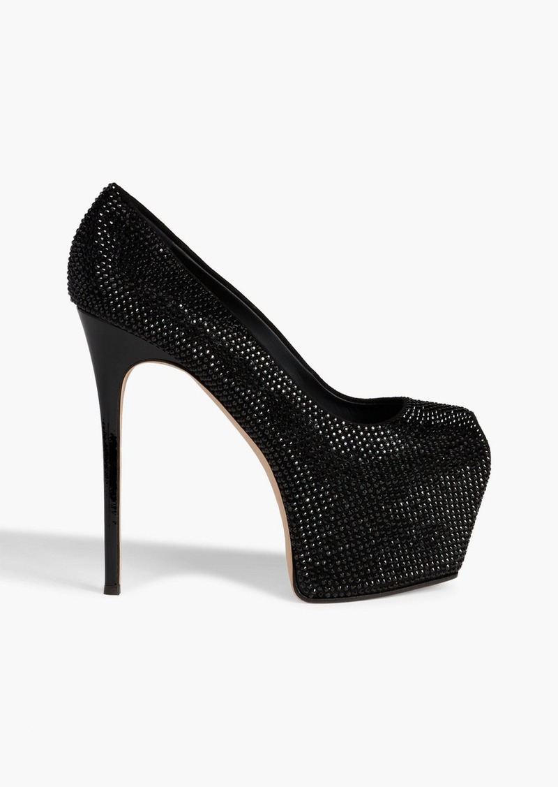 Giuseppe Zanotti - Liza crystal-embellished suede platform pumps - Black - EU 37.5