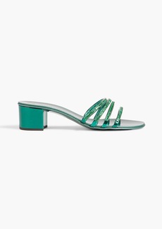 Giuseppe Zanotti - Iride Crystal 40 embellished mirrored-leather mules - Green - EU 36
