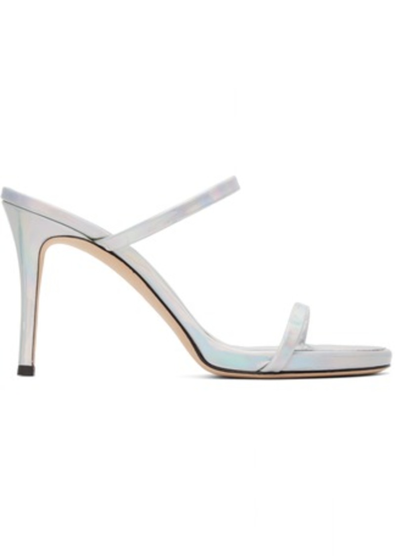 Giuseppe Zanotti Silver Double Strap Heeled Sandals