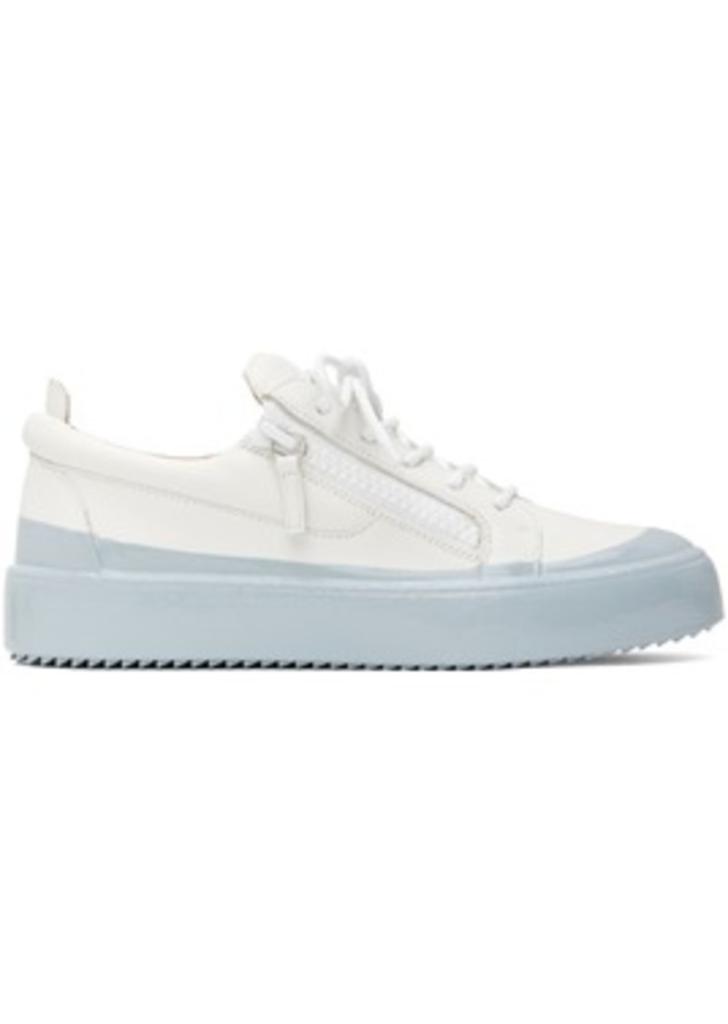 Giuseppe Zanotti White & Blue Frankie Match Sneakers