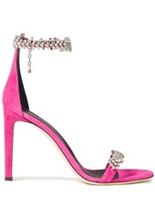 Giuseppe Zanotti Woman Raissa Crystal-embellished Suede Sandals Bright Pink