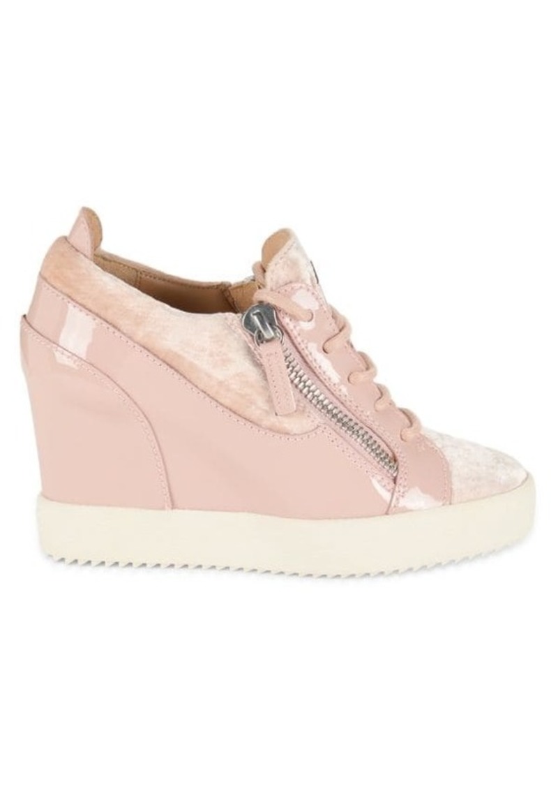 Giuseppe Zanotti Lorez Patent Leather Low Top Heeled Sneakers