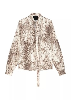 Givenchy Blouse In Silk With Snow Leopard Print And Lavalliere