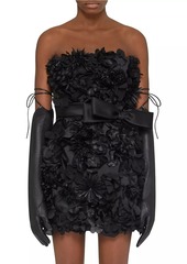 Givenchy Bustier dress in satin with embroidered flowers