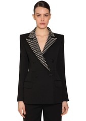 Givenchy Check Double Breast Wool Crepe Blazer