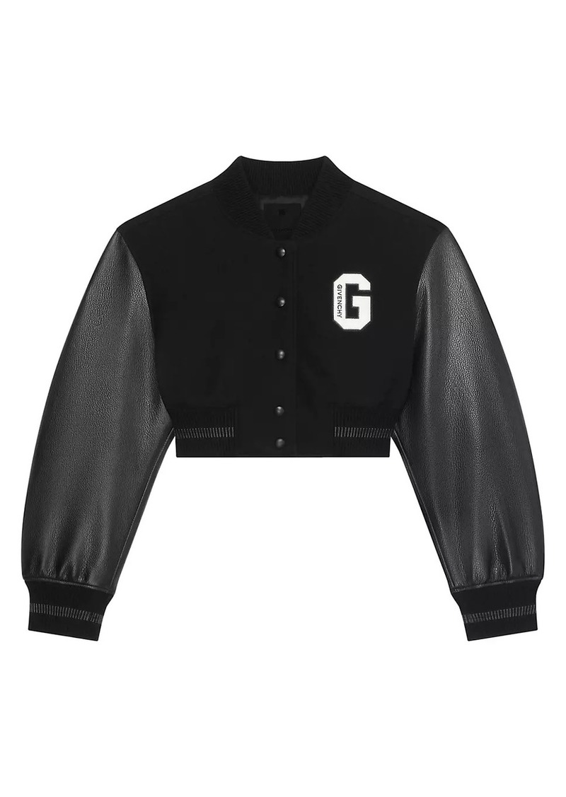 Givenchy College Cropped Varsity Jacket In Wool And Leather