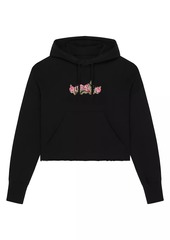 Givenchy Cropped Hoodie in Cotton with Roses Print