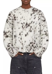 Givenchy Cropped Sweater In Mohair With Snow Leopard Print
