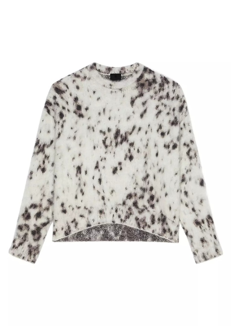 Givenchy Cropped Sweater In Mohair With Snow Leopard Print