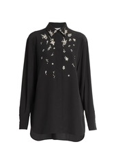Givenchy Crystal Embellished Silk Blouse