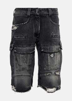 Givenchy Distressed denim cargo shorts