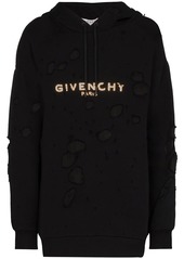 Givenchy distressed logo-print cotton hoodie