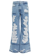 Givenchy Distressed mid-rise wide-leg jeans