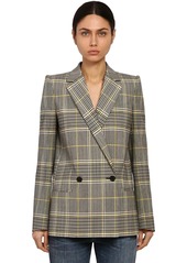 Givenchy Double Breasted Check Wool Blend Blazer