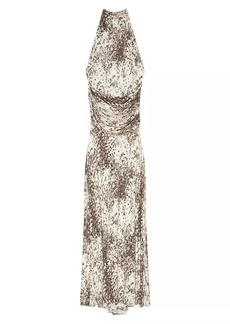 Givenchy Draped Dress In Jersey With Snow Leopard Print
