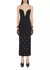 Givenchy Dress with Plunging Neckline with 4G Rhinestones and Pearls