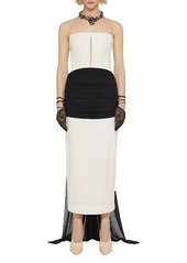 Givenchy Evening Bustier Draped Dress In Crepe With Satin And Silk Train