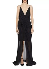 Givenchy Evening Draped Dress in Silk with Pearl Chains