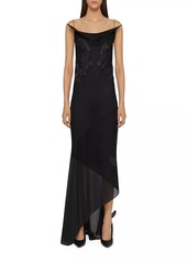 Givenchy Evening Dress in Silk with Lurex Cut Thread Embroidery