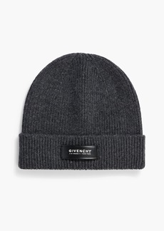 Givenchy - Appliquéd ribbed wool and cashmere-blend beanie - Gray - ONESIZE