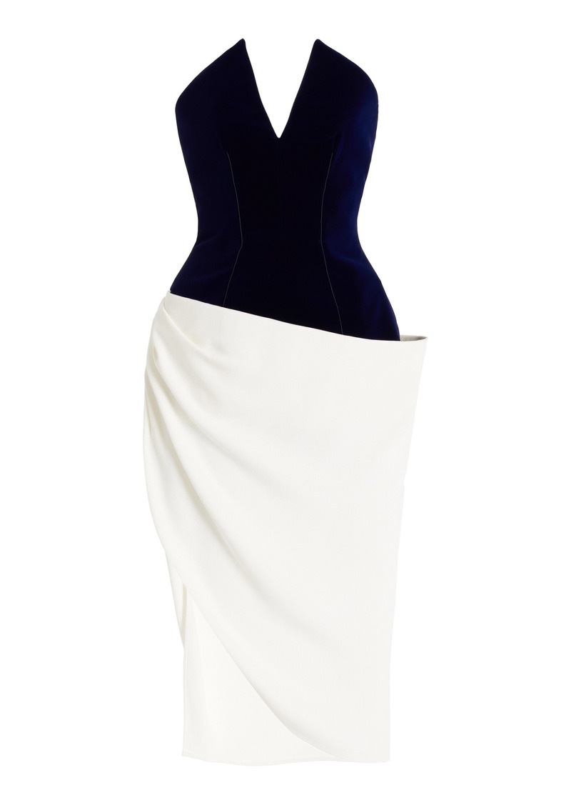 Givenchy - Asymmetric Crepe Bustier Midi Dress - Ivory - FR 36 - Moda Operandi