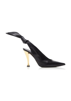 Givenchy - Beauw Knotted Leather Slingback Pumps - Black - IT 37 - Moda Operandi