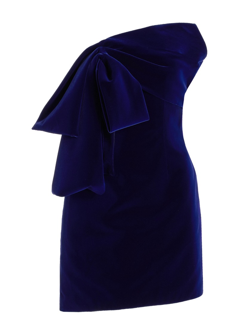 Givenchy - Bow-Detailed Velvet Mini Dress - Navy - FR 36 - Moda Operandi