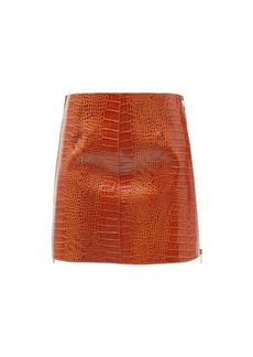 Givenchy - Crocodile-effect Leather Mini Skirt - Womens - Brown