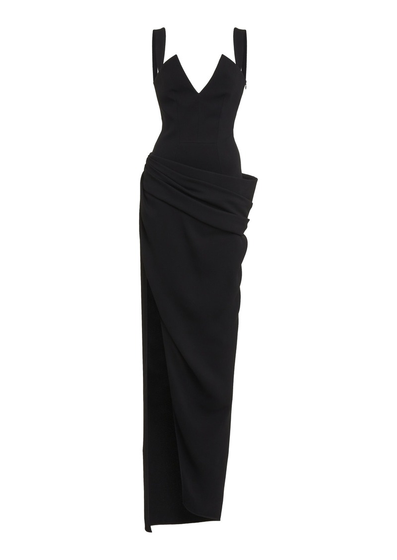 Givenchy - Draped Crepe Maxi Dress - Black - FR 38 - Moda Operandi