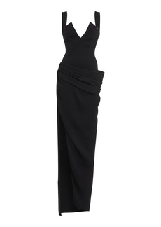 Givenchy - Draped Crepe Maxi Dress - Black - FR 36 - Moda Operandi