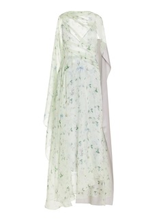 Givenchy - Draped Floral Silk Maxi Dress - Blue - FR 36 - Moda Operandi
