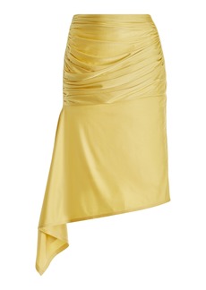 Givenchy - Draped Satin Midi Skirt - Yellow - FR 38 - Moda Operandi
