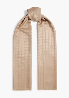 Givenchy - Fringed silk and wool-blend jacquard scarf - Neutral - OneSize