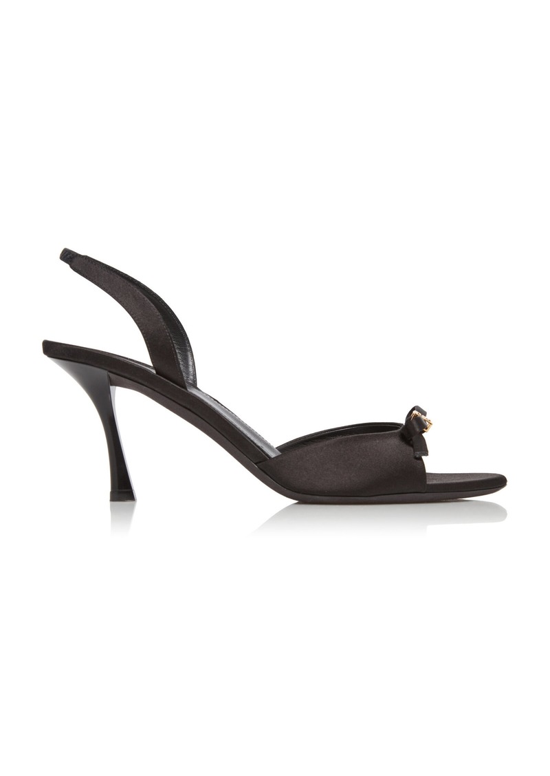 Givenchy - Hardware-Detailed Satin Slingback Sandals - Black - IT 36 - Moda Operandi