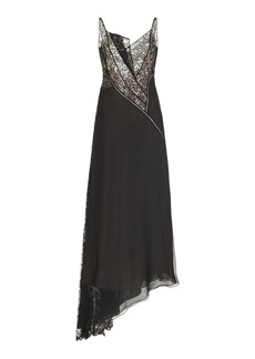 Givenchy - Lace-Trimmed Silk Maxi Dress - Black - FR 36 - Moda Operandi